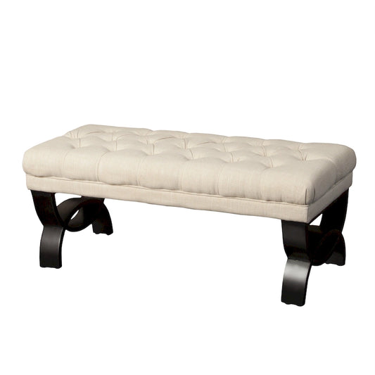 Banc ottoman en tissu capitonné - 41.00 L x 17.25 l x 16.75 H