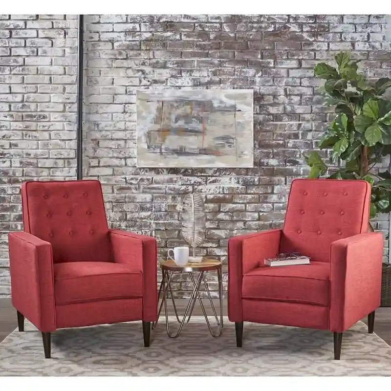 Fauteuil inclinable capitonné à dossier haut (ensemble de deux pièces)