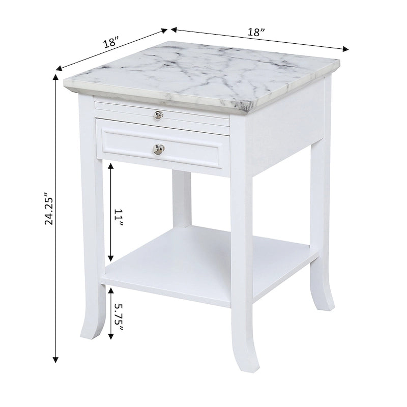 Table d'appoint avec tiroir et tablette coulissante