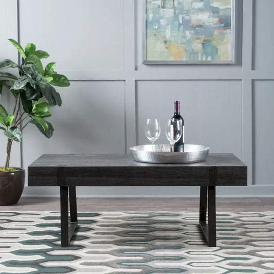Table basse aspect bois - 43,25 pouces (L) x 23,60 pouces (l) x 16,75 pouces (H)