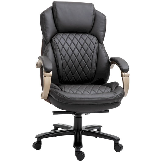 Chaise de Bureau Robuste, Capacité 150 kg, Maille et Similicuir, Ergonomique à Bascule, Hauteur Réglable avec Roulettes