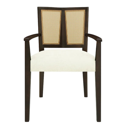 Lot de 2 chaises de salle à manger avec accoudoirs, style milieu du siècle, avec dossier en rotin