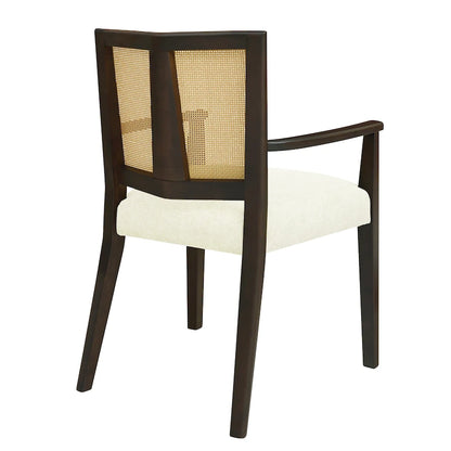 Lot de 2 chaises de salle à manger avec accoudoirs, style milieu du siècle, avec dossier en rotin