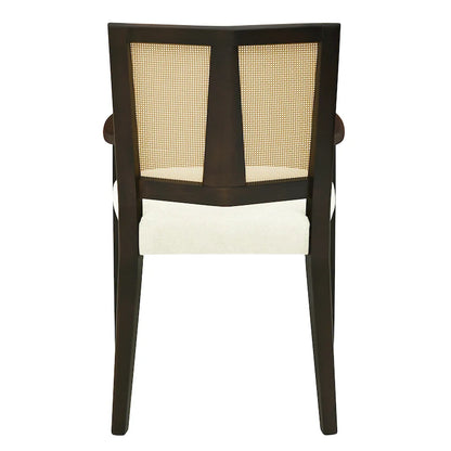 Lot de 2 chaises de salle à manger avec accoudoirs, style milieu du siècle, avec dossier en rotin