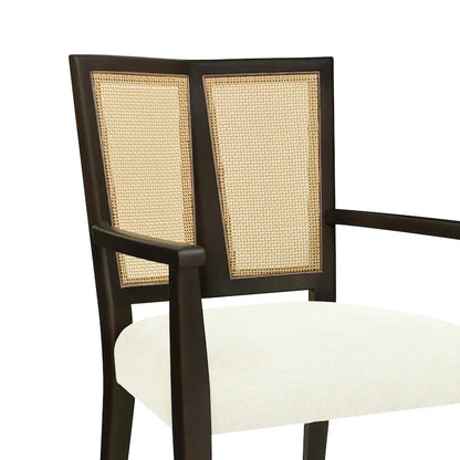 Lot de 2 chaises de salle à manger avec accoudoirs, style milieu du siècle, avec dossier en rotin
