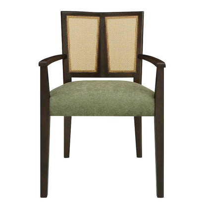 Lot de 2 chaises de salle à manger avec accoudoirs, style milieu du siècle, avec dossier en rotin