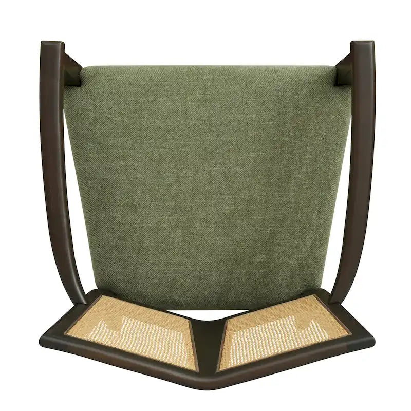 Lot de 2 chaises de salle à manger avec accoudoirs, style milieu du siècle, avec dossier en rotin