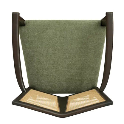 Lot de 2 chaises de salle à manger avec accoudoirs, style milieu du siècle, avec dossier en rotin