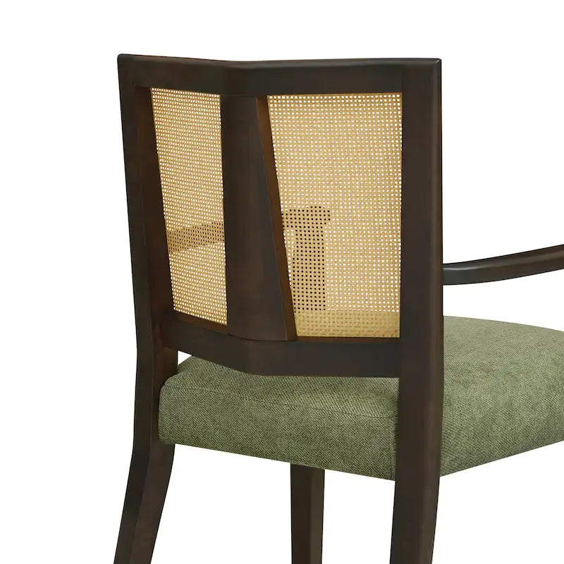 Lot de 2 chaises de salle à manger avec accoudoirs, style milieu du siècle, avec dossier en rotin
