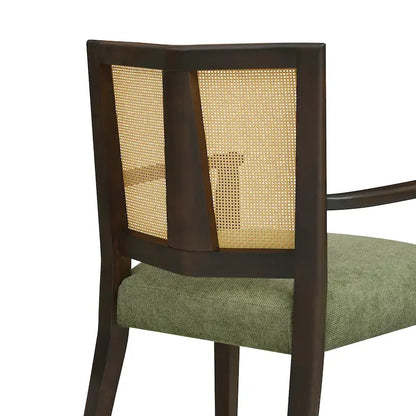 Lot de 2 chaises de salle à manger avec accoudoirs, style milieu du siècle, avec dossier en rotin