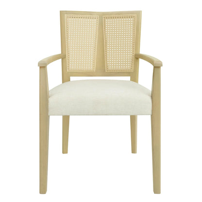 Lot de 2 chaises de salle à manger avec accoudoirs, style milieu du siècle, avec dossier en rotin