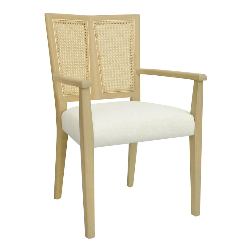 Lot de 2 chaises de salle à manger avec accoudoirs, style milieu du siècle, avec dossier en rotin