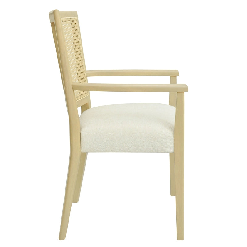 Lot de 2 chaises de salle à manger avec accoudoirs, style milieu du siècle, avec dossier en rotin