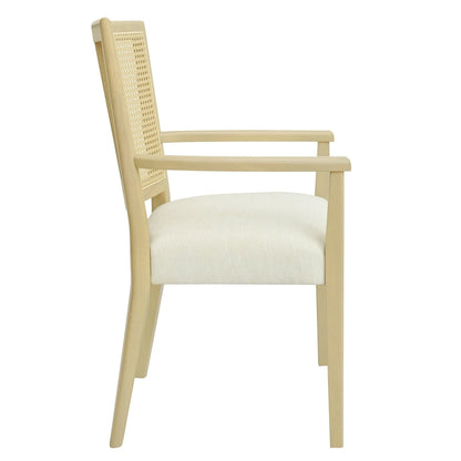 Lot de 2 chaises de salle à manger avec accoudoirs, style milieu du siècle, avec dossier en rotin