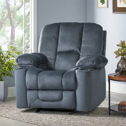 Fauteuil inclinable manuel de luxe couleur chocolat avec revêtement doux pour la peau et double porte-gobelet