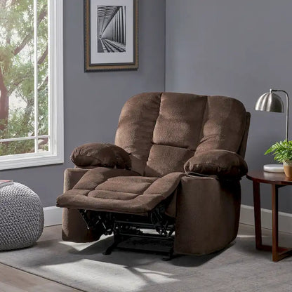 Fauteuil inclinable manuel de luxe couleur chocolat avec revêtement doux pour la peau et double porte-gobelet