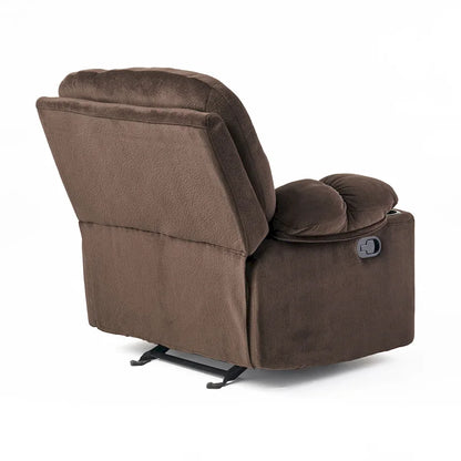 Fauteuil inclinable manuel de luxe couleur chocolat avec revêtement doux pour la peau et double porte-gobelet