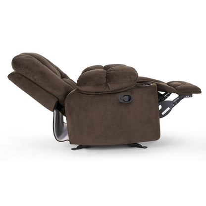 Fauteuil inclinable manuel de luxe couleur chocolat avec revêtement doux pour la peau et double porte-gobelet
