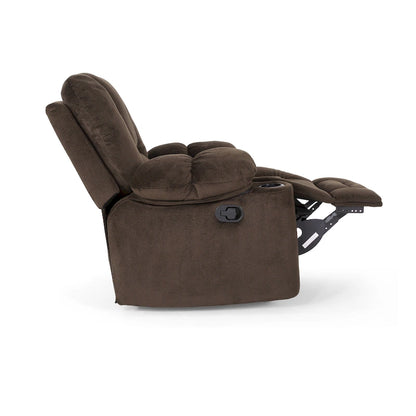 Fauteuil inclinable manuel de luxe couleur chocolat avec revêtement doux pour la peau et double porte-gobelet
