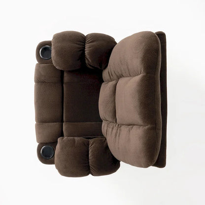 Fauteuil inclinable manuel de luxe couleur chocolat avec revêtement doux pour la peau et double porte-gobelet