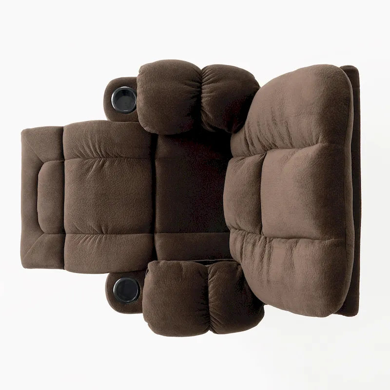Fauteuil inclinable manuel de luxe couleur chocolat avec revêtement doux pour la peau et double porte-gobelet