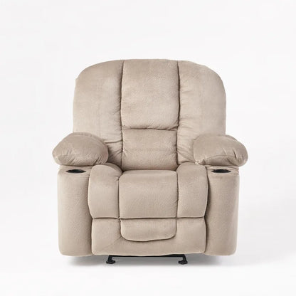 Fauteuil inclinable manuel de luxe couleur chocolat avec revêtement doux pour la peau et double porte-gobelet