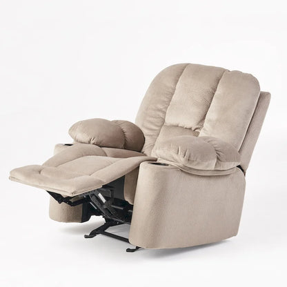 Fauteuil inclinable manuel de luxe couleur chocolat avec revêtement doux pour la peau et double porte-gobelet