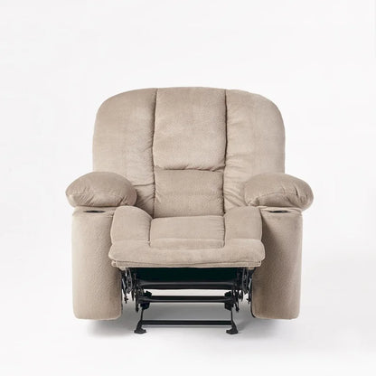 Fauteuil inclinable manuel de luxe couleur chocolat avec revêtement doux pour la peau et double porte-gobelet
