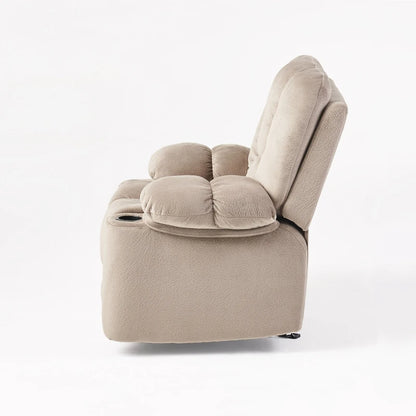 Fauteuil inclinable manuel de luxe couleur chocolat avec revêtement doux pour la peau et double porte-gobelet