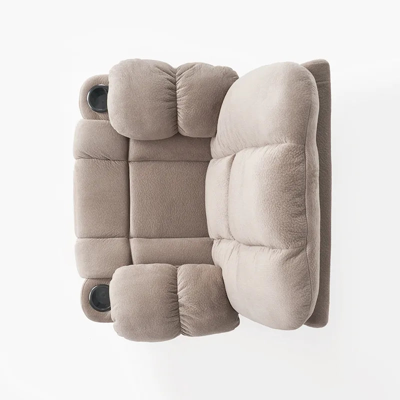Fauteuil inclinable manuel de luxe couleur chocolat avec revêtement doux pour la peau et double porte-gobelet