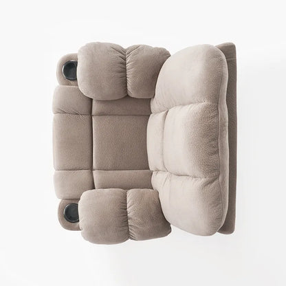 Fauteuil inclinable manuel de luxe couleur chocolat avec revêtement doux pour la peau et double porte-gobelet