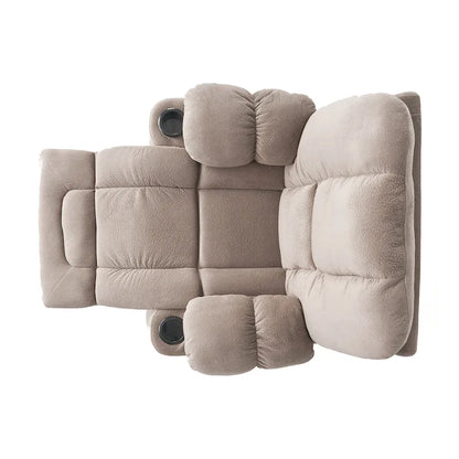 Fauteuil inclinable manuel de luxe couleur chocolat avec revêtement doux pour la peau et double porte-gobelet