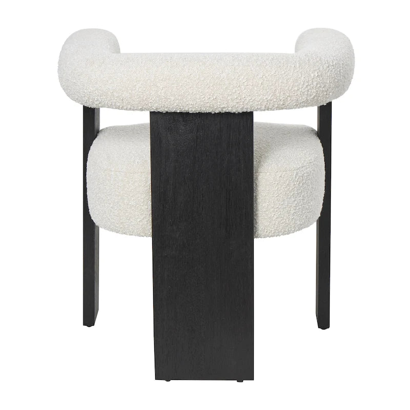 Fauteuil d'appoint de salon rond en tissu bouclé au dossier incurvé en polyester, style moderne du milieu du siècle - Crème ou blanc