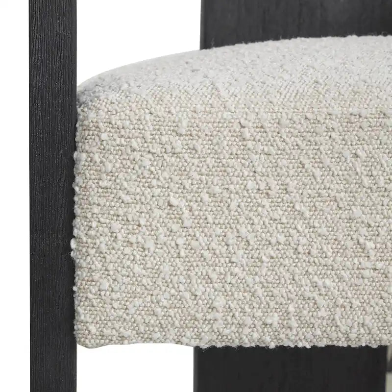 Fauteuil d'appoint de salon rond en tissu bouclé au dossier incurvé en polyester, style moderne du milieu du siècle - Crème ou blanc
