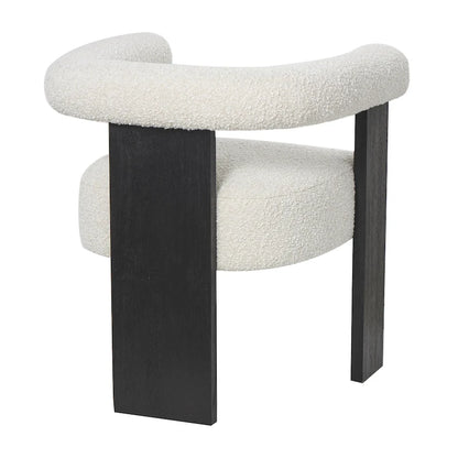 Fauteuil d'appoint de salon rond en tissu bouclé au dossier incurvé en polyester, style moderne du milieu du siècle - Crème ou blanc