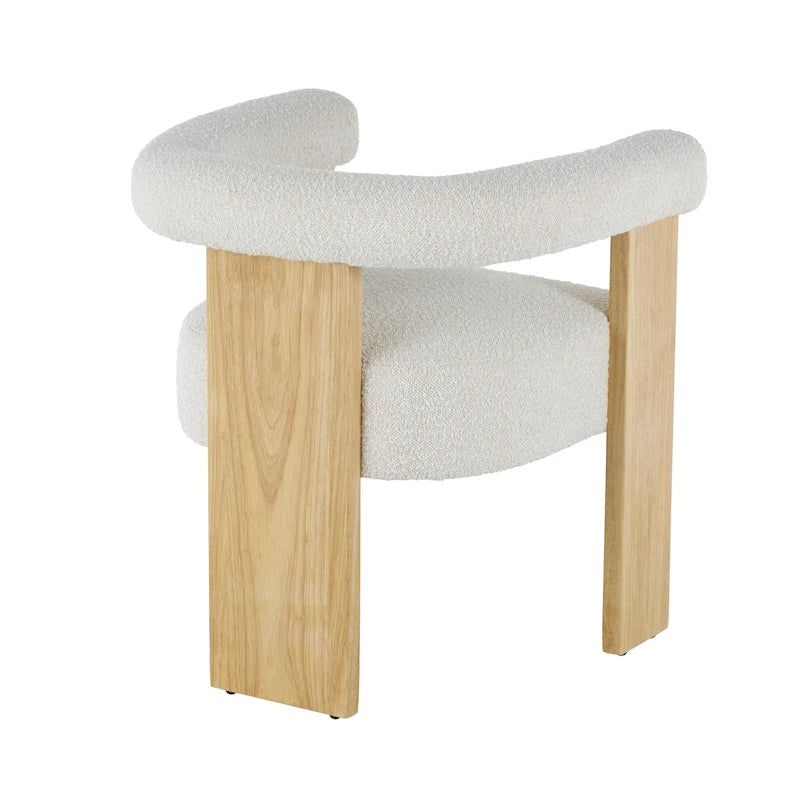 Fauteuil d'appoint de salon rond en tissu bouclé au dossier incurvé en polyester, style moderne du milieu du siècle - Crème ou blanc