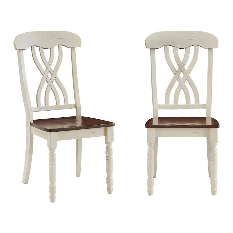 Chaises de salle à manger antiques bicolores (lot de 2)