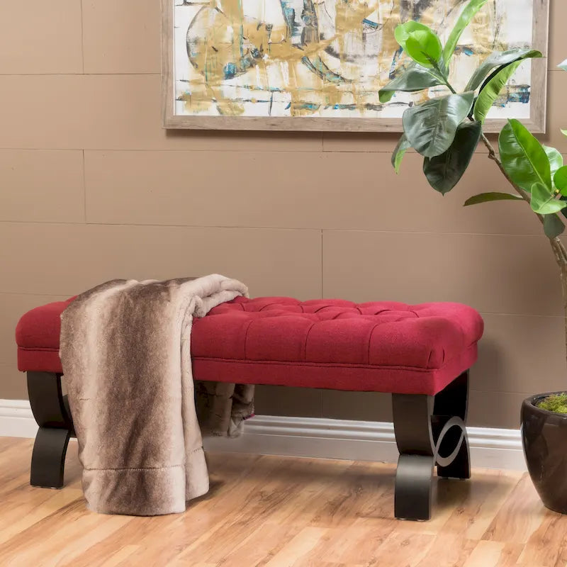 Banc ottoman en tissu capitonné - 41.00 L x 17.25 l x 16.75 H