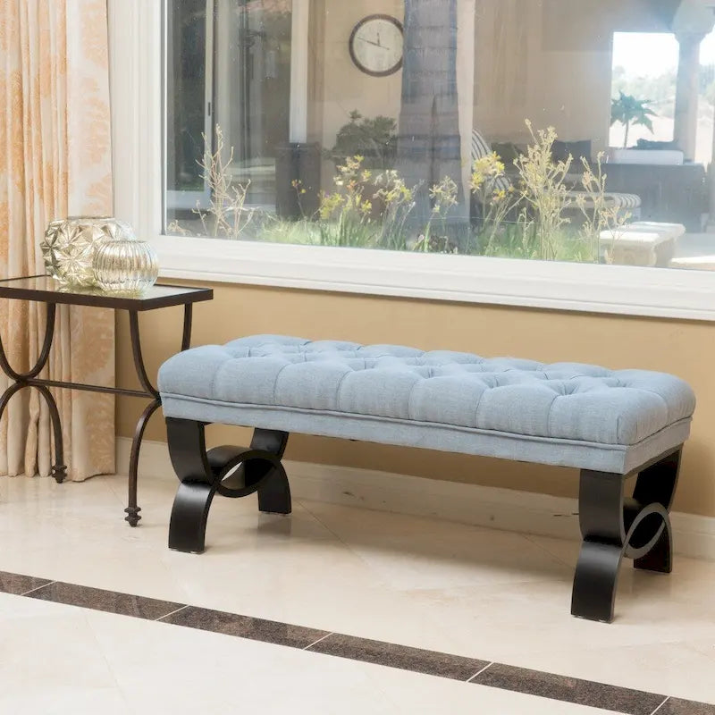 Banc ottoman en tissu capitonné - 41.00 L x 17.25 l x 16.75 H