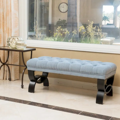 Banc ottoman en tissu capitonné - 41.00 L x 17.25 l x 16.75 H