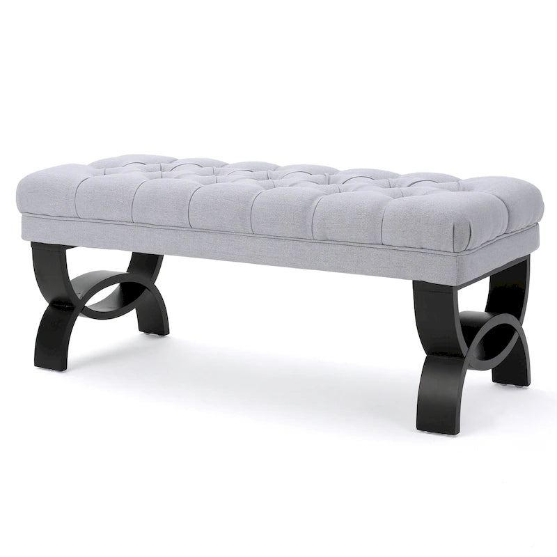 Banc ottoman en tissu capitonné - 41.00 L x 17.25 l x 16.75 H