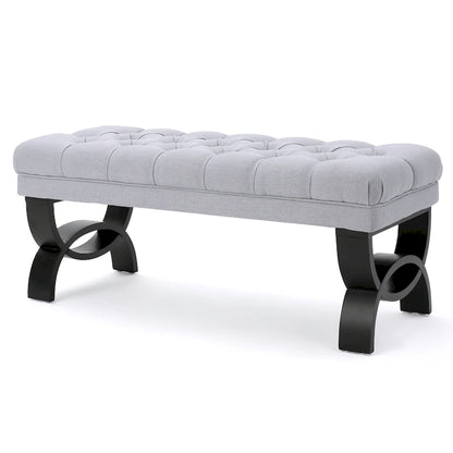 Banc ottoman en tissu capitonné - 41.00 L x 17.25 l x 16.75 H