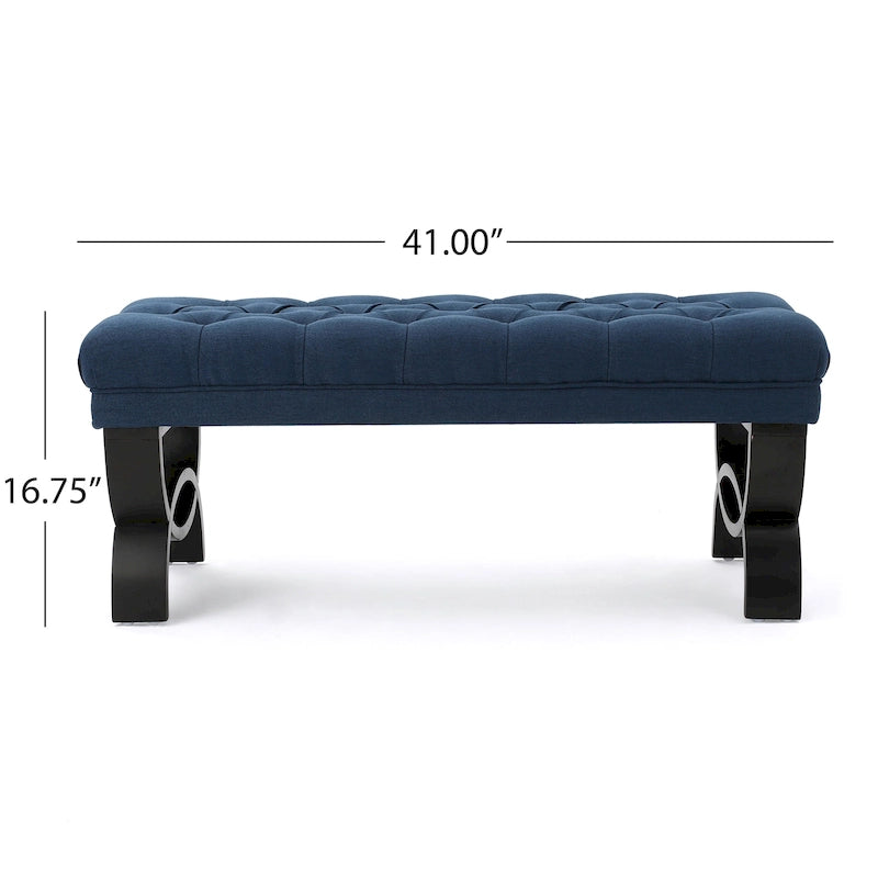 Banc ottoman en tissu capitonné - 41.00 L x 17.25 l x 16.75 H