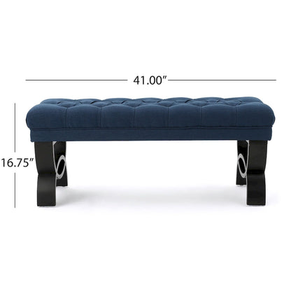 Banc ottoman en tissu capitonné - 41.00 L x 17.25 l x 16.75 H