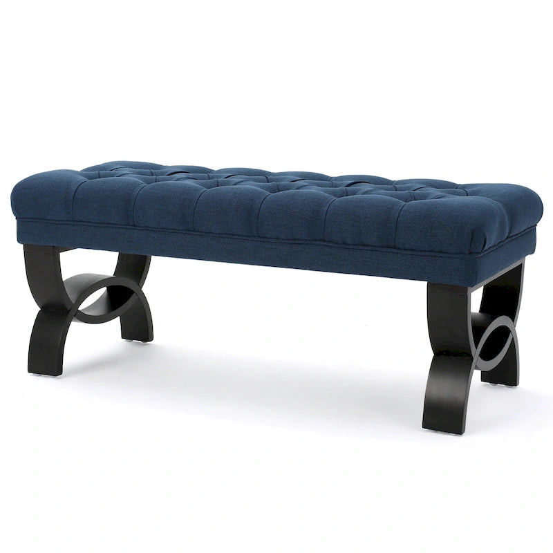 Banc ottoman en tissu capitonné - 41.00 L x 17.25 l x 16.75 H