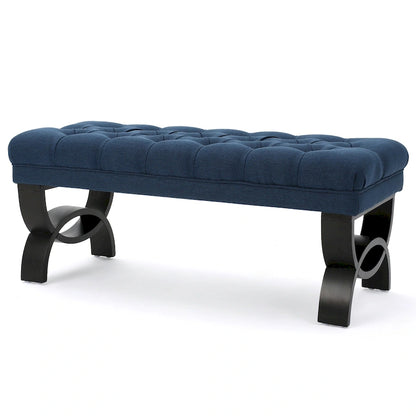 Banc ottoman en tissu capitonné - 41.00 L x 17.25 l x 16.75 H