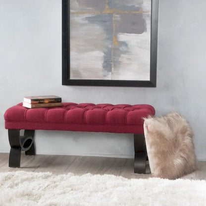Banc ottoman en tissu capitonné - 41.00 L x 17.25 l x 16.75 H