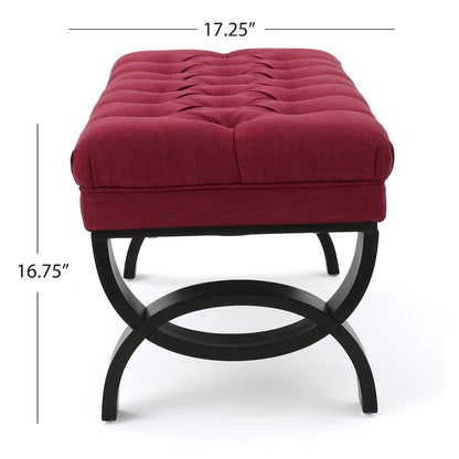 Banc ottoman en tissu capitonné - 41.00 L x 17.25 l x 16.75 H