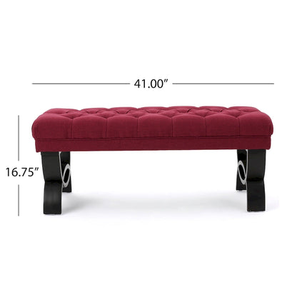 Banc ottoman en tissu capitonné - 41.00 L x 17.25 l x 16.75 H
