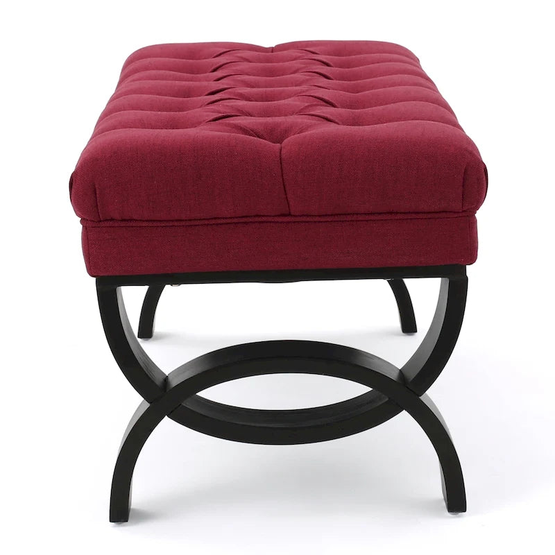 Banc ottoman en tissu capitonné - 41.00 L x 17.25 l x 16.75 H